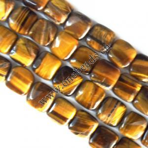  Gemstone Beads Strands, Tiger Eye Square 15mm, Sold per 16-inch strand