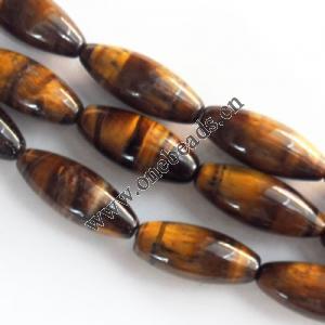  Gemstone Beads Strands, Tiger Eye Horse Eye 12x30mm, Sold per 16-inch strand