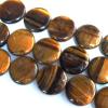  Gemstone Beads Strands, Tiger Eye Flat Oval 24mm Sold per 16-inch strand