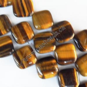  Gemstone Beads Strands, Tiger Eye Diagonal-Square 0mm, Sold per 16-inch strand