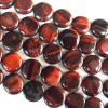  Gemstone Beads Strands, Tiger Eye Flat Round 14mm, Sold per 16-inch strand
