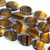  Gemstone Beads Strands, Tiger Eye Flat Oval 18x25mm, Sold per 16-inch strand