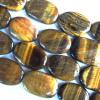  Gemstone Beads Strands, Tiger Eye Flat Oval 18x26mm, Sold per 16-inch strand