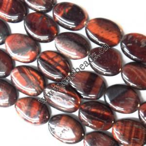  Gemstone Beads Strands, Red Tiger Eye Flat Oval 15x20mm, Sold per 16-inch strand