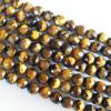 Gemstone Beads Strands, Tiger Eye Faceted Round 12mm, Sold per 16-inch strand