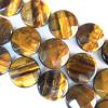  Gemstone Beads Strands, Tiger Eye Faceted Flat Round 25mm, Sold per 16-inch strand
