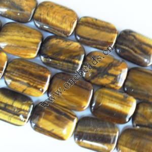  Gemstone Beads Strands, Tiger Eye Rectangular 18x25mm, Sold per 16-inch strand