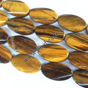  Gemstone Beads Strands, Tiger Eye Twist Flat Oval 20x35mm, Sold per 16-inch strand