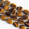  Gemstone Beads Strands, Tiger Eye Flat Oval 15x20mm, Sold per 16-inch strand