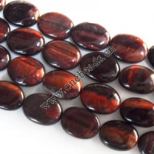  Gemstone Beads Strands, Red Tiger Eye  Flat Oval 15x20mm, Sold per 16-inch strand