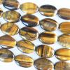  Gemstone Beads Strands, Tiger Eye Flat Oval 18x30mm, Sold per 16-inch strand