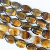  Gemstone Beads Strands, Tiger Eye Flat Oval 13x18mm, Sold per 16-inch strand