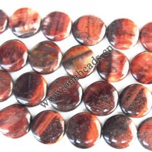  Gemstone Beads Strands, Red Tiger Eye Flat Round 26mm, Sold per 16-inch strand