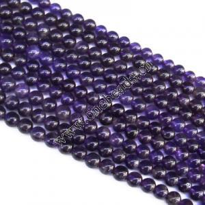 Bead,Amethyst(natural), Round 6mm, Sold per 16-inch strand