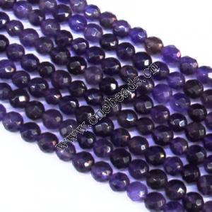Bead,Amethyst(natural), Faceted Round 6mm, Sold per 16-inch strand