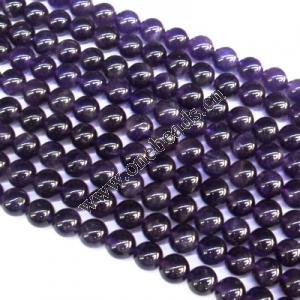 Bead,Amethyst(natural), Round 8mm, Sold per 16-inch strand