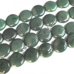 Green Aventurine Beads, Flat Round 20mm Sold per 16-inch strand