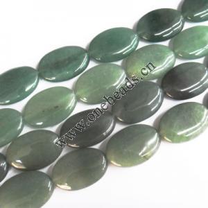 Green Aventurine Beads, Flat Oval 20x30mm Sold per 16-inch strand