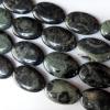 Green Eye Stone Beads, Flat Oval 20x30mm, Sold per 16-inch strand