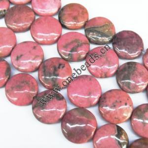 Bead Rhodochrosite(Natural) Flat Round 25mm Sold per 16-inch strand