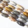 Bamboo Leaves Agate Beads Horse eye 12x30mm Sold per 16-inch strand