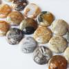 Bamboo Leaves Agate Beads Flat Round 25mm Sold per 16-inch strand