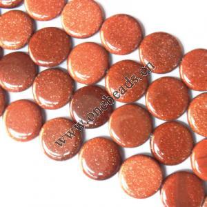  Gold sand Stone Beads Flat Round 25mm Sold per 16-inch strand