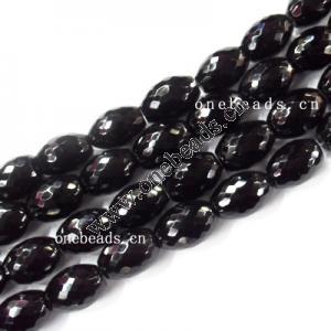 Black Aqate Beads Faceted Oval 13x18mm Sold per 16-inch strand