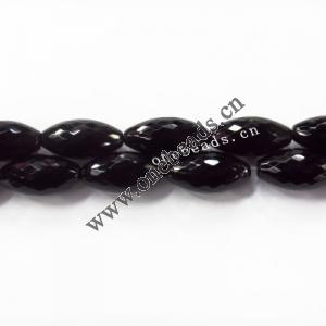 Black Aqate Beads Faceted Oval 15x30mm Sold per 16-inch strand
