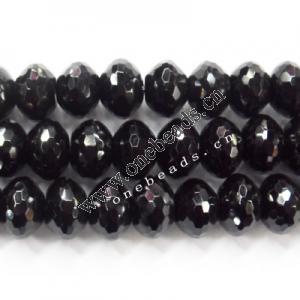 Black Aqate Beads Faceted Rondelle 16x12mm Sold per 16-inch strand