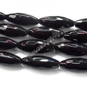 Black Aqate Beads Faceted Horse eye 10x26mm Sold per 16-inch strand