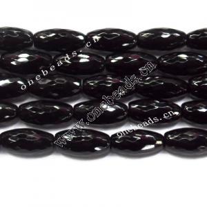 Black Aqate Beads Faceted Oval 6x16mm Sold per 16-inch strand