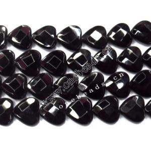 Black Aqate Beads Faceted Heart 14mm Sold per 16-inch strand