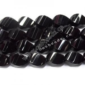 Black Aqate Beads Twist 10x14mm Sold per 16-inch strand