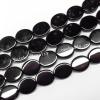 Black Aqate Beads Flat Oval 10x12mm Sold per 16-inch strand