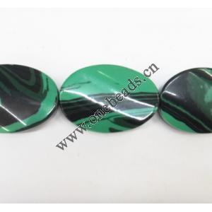 Malachite Beads Flat Oval 13x18mm Sold per 16-inch strand