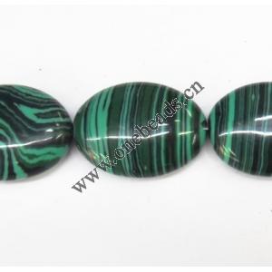 Malachite Beads Flat Oval 10x14mm Sold per 16-inch strand