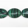 Malachite Beads Flat Oval 10x14mm Sold per 16-inch strand