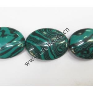 Malachite Beads Flat Oval 15x20mm Sold per 16-inch strand