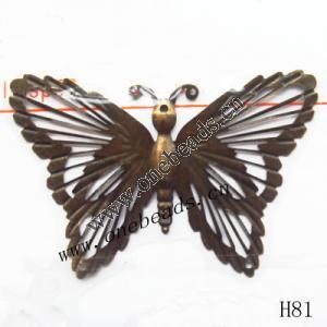 Iron Pendant/Drops Pb-free Butterfly 45x70mm Sold by PC
