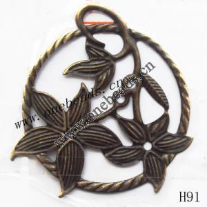 Iron Pendant/Drops Pb-free Ring with Flower 43x48mm Sold by PC