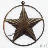 Iron Pendant/Drops Pb-free Ring with Star 55mm Sold by PC