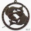 Iron Pendant/Drops Pb-free Ring with Fish 48mm Sold by PC