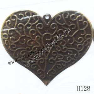 Iron Pendant/Drops Pb-free Heart 58x66mm Sold by PC