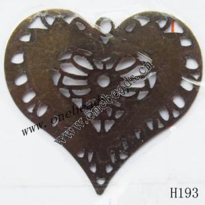 Iron Pendant/Drops Pb-free Heart 50x87mm Sold by PC