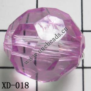 Faceted Round Acrylic Beads 16mm Hole:2mm Sold by bag