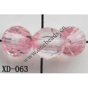 Faceted Round Acrylic Beads 6mm Hole:1mm Sold by bag