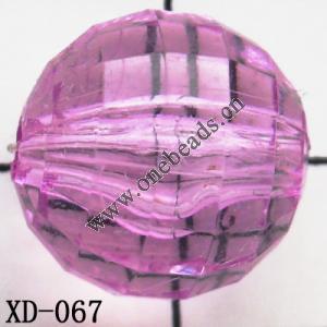 Faceted Round Acrylic Beads 14mm Hole:1.5mm Sold by bag