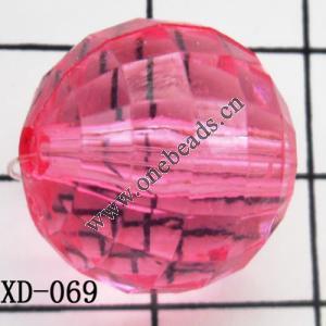 Faceted Round Acrylic Beads 18mm Hole:2mm Sold by bag