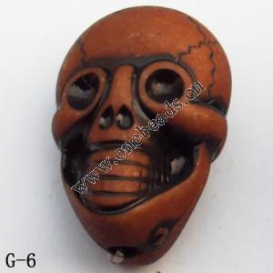 Imitate Wood Acrylic Beads, Skeleton(2-side) 17x25x13mm Hole:2.5mm, Sold by bag